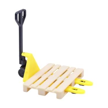 Imagem de YIJU Miniatura de empilhadeira e palete para casa de bonecas 1/12, ferramentas de construção, brinquedo de trânsito em miniatura para mesa de areia