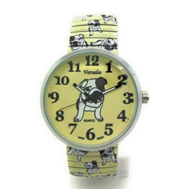 Imagem de Varsales Novidade feminina animal cão elegante pulseira elástica analógico quartzo relógio moderno, Bulldog