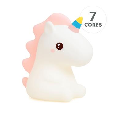 Imagem de Luminária Infantil Unicórnio de Silicone Led RGB Touch com Timer Recarregável Abajur Decoração Quarto