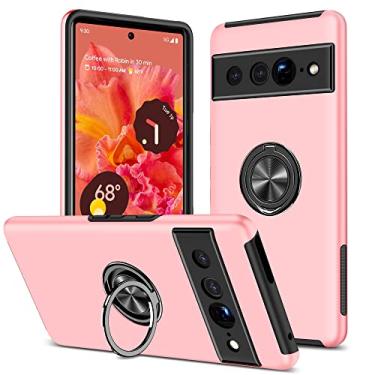 Imagem de SORAKA Capa para Google Pixel 7 Pro com suporte de anel invisível e placa de metal para montagem magnética em carro Capa rígida para PC Capa Google Pixel 7 Pro Capa resistente de nível militar