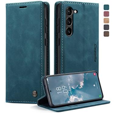 Imagem de Phernykas Capa carteira flip para Samsung Galaxy S23 5G, capa fólio magnética de couro com suporte para cartão, suporte durável - capa protetora de telefone TPU à prova de choque - verde