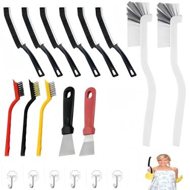 Imagem de Escova de limpeza de fendas, 19 peças de escova de limpeza de cerdas duras, escova multiuso para cozinha, banheiro, trilhos de janela, canto, pia, copo. Ferramentas de limpeza para limpeza doméstica