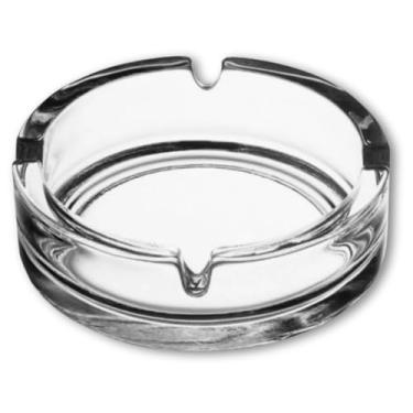 Imagem de Cinzeiro de Vidro Redondo Liso, Resistente e Elegante, Design Transparente Clássico, 10,5cm, Para Casa, Escritório e Bares
