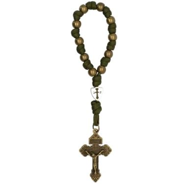 Imagem de Terço de combate da década Paracord com crucifixo de perdão | Batalha com o poder da oração | Grande presente católico | Proteção espiritual cristã, Small, Metal, Sem Pedra Preciosa