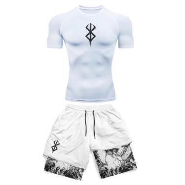 Imagem de Conjunto de Ginástica Masculino com Compressão 3D - Manga Curta e Shor
