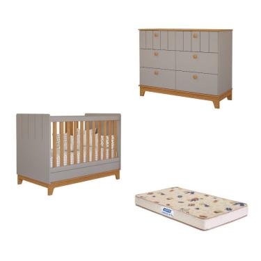Imagem de Quarto de Bebê com Cômoda Berço e Colchão Liza Permobili