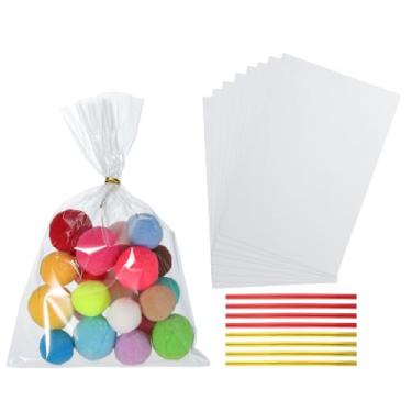 Imagem de PATIKIL Sacos de petiscos, 200 peças, sacos de presente transparentes de 7 x 12 cm com laços torcidos presente de plástico para lembrancinhas de festa de doces, embalagem de doces, pastelaria