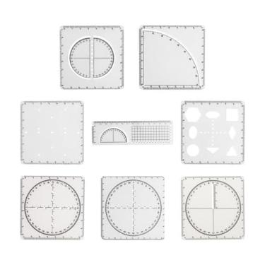 Imagem de Bothyi Régua geométrica de 8 peças, régua de desenho de matemática, ferramenta de funções matemáticas, estênceis de desenho para construção, escrita e
