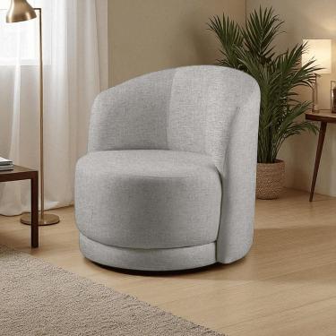 Imagem de Poltrona para Sala de Estar Madeira Maciça Base Giratória Alice Cinza