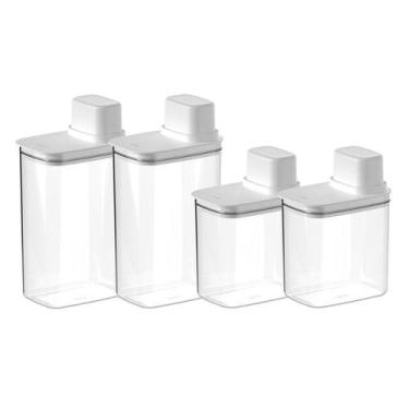 Imagem de Kit 4 Potes Herméticos Organizadores com Medidor 1,5 L e 2,3 L Porta M