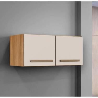 Imagem de Armário Gabite Aéreo 2 Portas Geladeira Mara Savana/Off White - Moblis