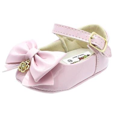 Imagem de Sapatilha Bebê Menina Rosa Laço com Pingente Confortável e Macia - Beb