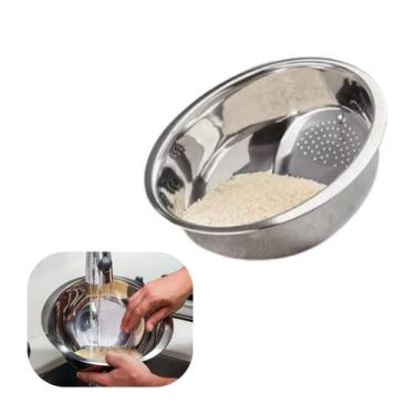 Imagem de Escorredor de Arroz e Massas em Aço Inox Grande 25cm Cozinha, Restaura