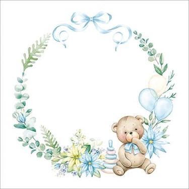 Imagem de Guardanapo para Decoupage Ambiente 33x33 Guirlanda Nascimento Azul C/0