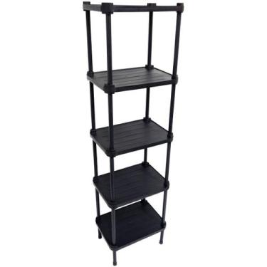 Imagem de Estante de Plástico Modular Multiuso 5 Prateleiras 1 Torre Preta Montá