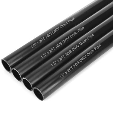 Imagem de Maasechs Tubo de drenagem DWV ABS de 4 cm x 6 cm, cronograma de encaixe de tubulação de encanamento de plástico preto 40, tubo de água residual leve e durável para drenagem, esgoto doméstico, banheiro