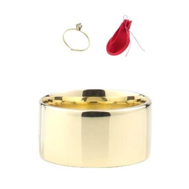 Imagem de Aliança Reta 10mm + Anel Noivado Casamento Moedas Antigas Cor Ouro 18k (Medida: 34/35, Dourado)