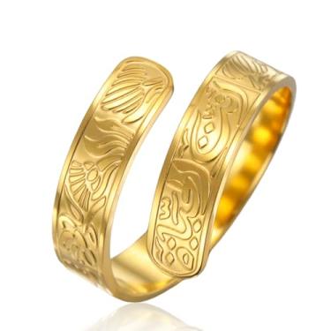 Imagem de Dreamtimes Anel muçulmano Allah Islam para homens e mulheres anéis de flores de lótus anéis de aço inoxidável caligrafia árabe anel religioso Allah anéis, Medium, Aço inoxidável, Sem pedra preciosa