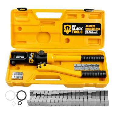 Imagem de Alicate Crimpador Hidráulico BAC120 The Black Tools – 12 Toneladas, 12 Matrizes 10 a 300mm² – Para Cabos de Cobre e Alumínio – Maleta de Transporte
