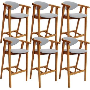 Imagem de Kit 06 Banquetas Alta Para Cozinha Bancada Bar Sala De Jantar Fixa Cec