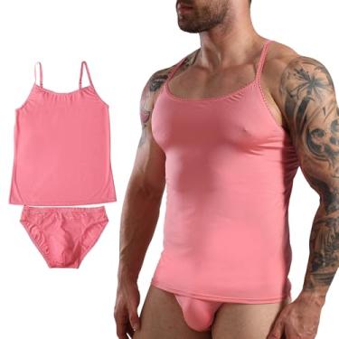 Imagem de Amorgours Lingerie masculina Sissy Crossdressing Plus Size French Maid Roleplay Costume Cosplay Conjunto de pijamas - Rosa-XXG