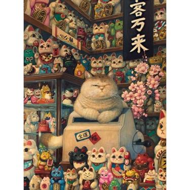 Imagem de PieceRelax Quebra-cabeças de plástico para adultos 1008 peças - Phoenix Chan - Lucky Cat Shop Jogos de mesa e presentes mais satisfatórios, sem necessidade de tapete de quebra-cabeça [U1033]