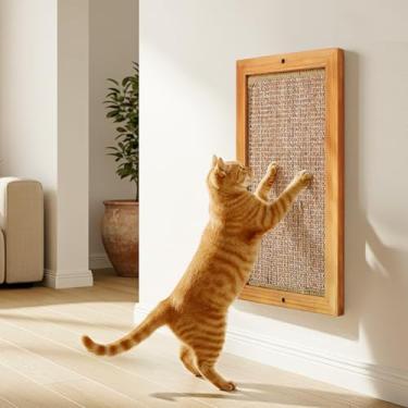 Imagem de Arranhador de gato, poste moderno para arranhar gatos em ambientes internos, tábua de arranhar para gatos de sisal montada na parede, arranhador vertical para móveis para gatos