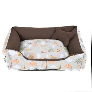 Imagem de Cama para Pet em Formato de Ninho - Conforto Seguro, Fundo Impermeável e Design Aconchegante para Cachorros e Gatos (Safari Cinza/Marrom)