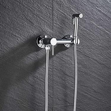 Imagem de RAUGAJ Torneiras, latão cromado bidê torneira de chuveiro lavadora misturador frio quente muçulmano ducha higienica misturador de água guindaste quadrado chuveiro spray cabeça/cromado B