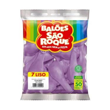 Imagem de Balão Bexiga São Roque Liso Nº7 Redonda C/50 Lilas Baby