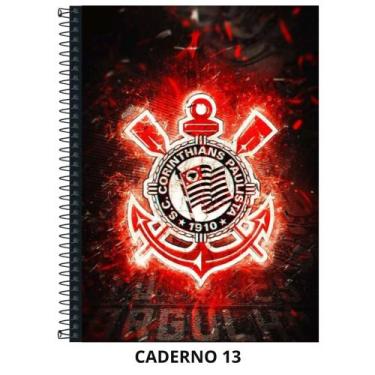 Imagem de Caderno corinthians capa dura - 1 matéria - 80 folhas - grande - Janda