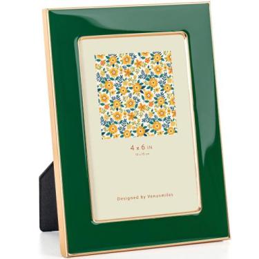 Imagem de Porta-retratos Venusmiles 10x15cm esmaltado verde metal/vidro