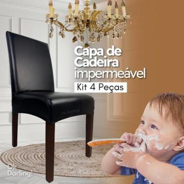 Imagem de Kit 4 Capas de Cadeira Impermeável - Preto - OK Darling