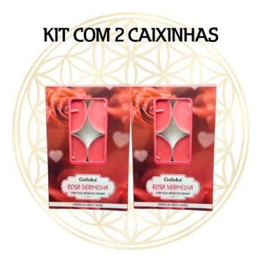 Imagem de KIT C/2 CX's Vela Aromática Para Rechaud Indiana Goloka, ROSA VERMELHA