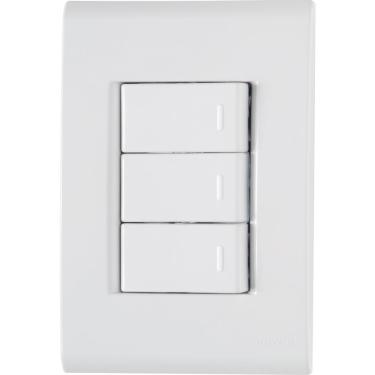 Imagem de Conjunto 4x2 com 3 Interruptores Simples Tramontina Liz 10 A 250 V Branco