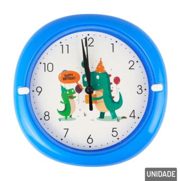 Imagem de Relógio Analógico de Parede 17cm Redondo Dino - Tudo em Caixa