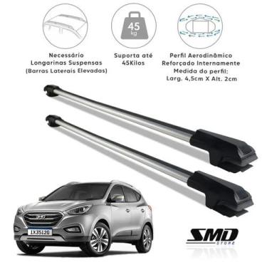 Imagem de Rack Travessa de Teto Prata Aluminio Hyundai Ix35 2010 a 2021 - SMD, P