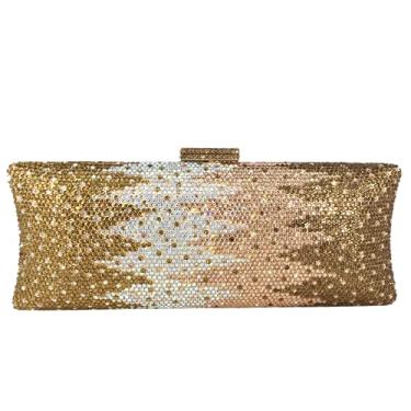 Imagem de Dazzling Bolsa feminina de cristal para noite com estrutura metálica para festa de casamento e bolsa de mão Minaudiere, Multi 1, Medium