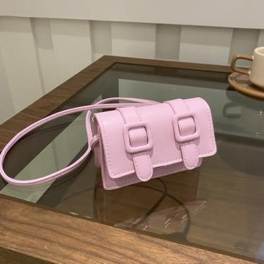 Imagem de Bolsa feminina de alça superior com trava pequena bolsa quadrada bolsa transversal de ombro único com alças de ombro removíveis ajustáveis, rosa, Simples