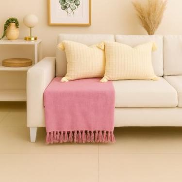 Imagem de Manta para Sofá, Manta para Sofa Grande 240x180cm Tipo Capa Protetora Chic Decoração Macio Algodão(Rosa bebê Solteiro 1,40 x 2,30)