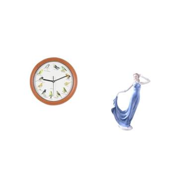 Imagem de Fenteer Relógio de Parede com Escultura de Pássaro Decorativo, Relógio Moderno de, Estatueta para Cozinha, Casa, Estante, Decoração de Inauguração de C