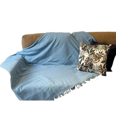 Imagem de Manta Para Sofá Gigante Luxo 3.0x1.8M Grande 2,40X1,80m 2.10x1.4M Premium De Algodão Capa Decorativa Protetora(Pop 2,20x1,50m AZUL BEBÊ)