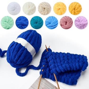 Imagem de Fio de chenille grosso para tricô de braço - fio jumbo super macio, lavável na máquina para cobertores faça-você-mesmo, travesseiros, decoração de casa 200 g