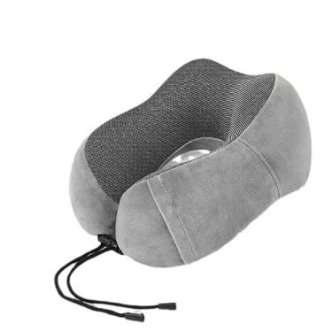 Imagem de Travesseiro De Pescoço Viagem Super Conforto Almofada Cervical Ajustável Para Dormir Em Avião Carro Ônibus(Cinza)