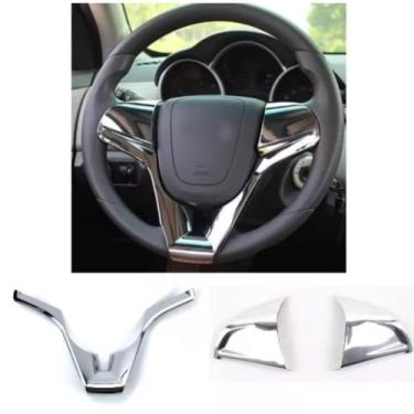 Imagem de Capa Cromada Volante Tracker Cruze Spin Cobalt Onix Prisma Sonic (3 Peças) (SEM ABERTURA)