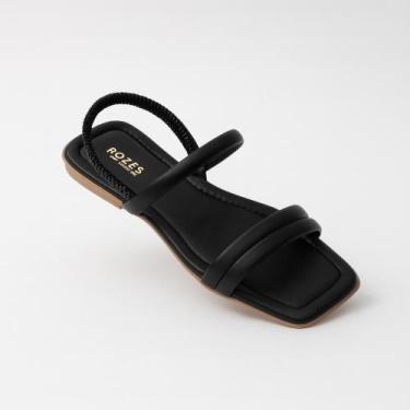 Imagem de Rasteira Sandalia Rasteirinha Calce Fácil - sem marca, Preto, 36