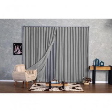 Imagem de Cortina Microfibra Com Linho 5,00x2,50 Para Trilho Duplo cinza