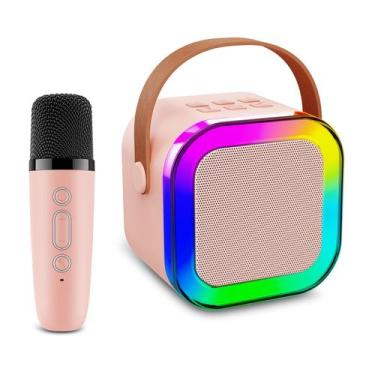Imagem de Máquina de karaokê Singrace Kids com microfone sem fio bege