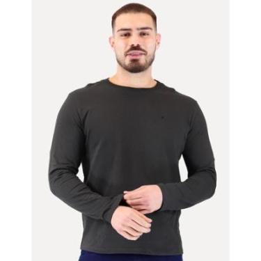 Imagem de Camiseta Ellus Masculina Manga Longa Cotton Fine Easa Chumbo-Masculino