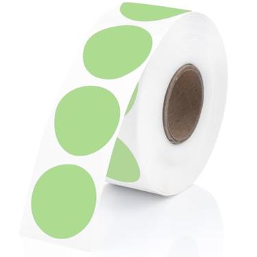 Imagem de Perco Etiquetas adesivas térmicas de círculo redondo verde de 2,5 cm - 735 etiquetas por rolo, compatível com impressora térmica direta, adesivo permanente, cores vibrantes, fixação forte, perfurado